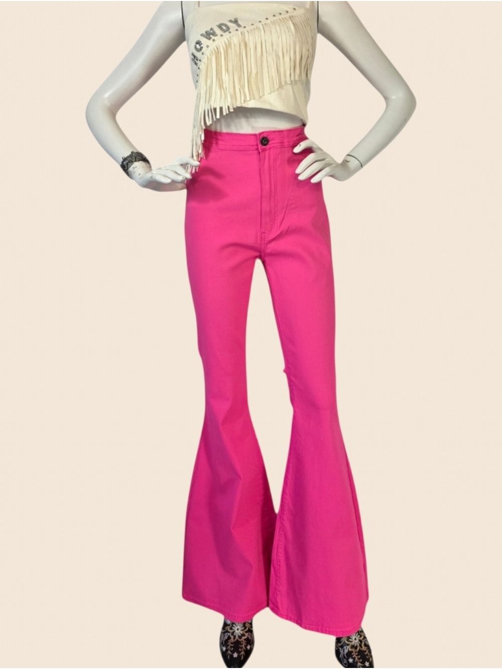NWT Disco Pink Flare Jeans Size S / US 2–4 Indie Cowgirl Festival Western 2026